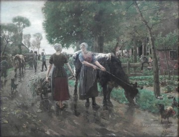 マックス・リーバーマン Painting - オランダの村の道 1885 マックス・リーバーマン ドイツ印象派